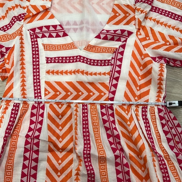 Vibrant Orange and Red Patterned Dress - Picture 3 of 3